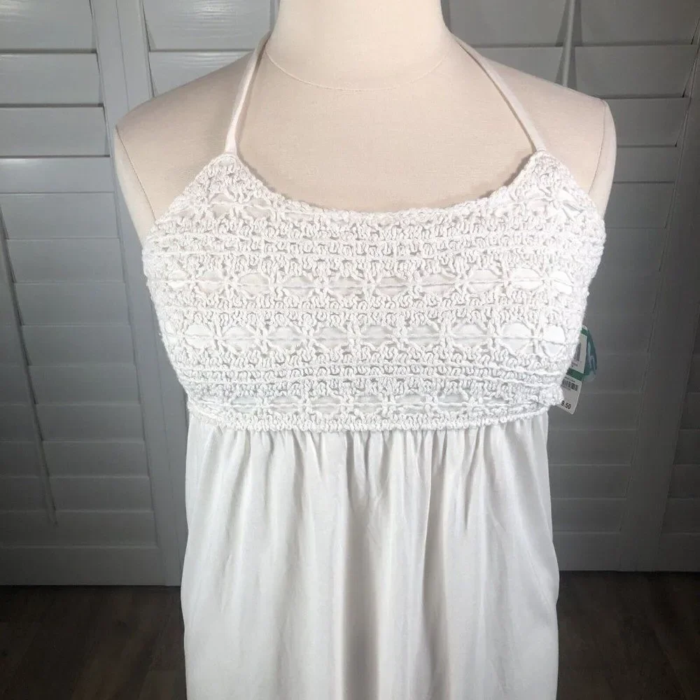 NEW Inc Beach White Swim Cover Large Beach Dress Rayon Crochet A Line
